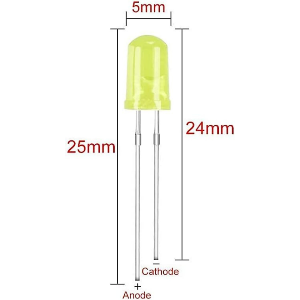 5 mm Led Paketi - Mavi Sarı Turuncu Yeşil Beyaz Kırmızı - 5 Adet