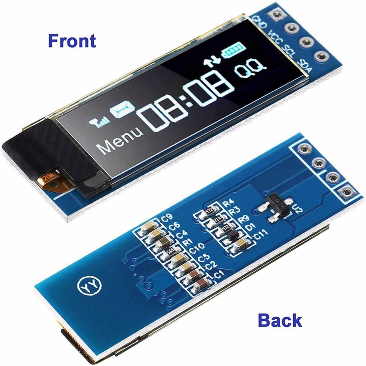 0.91 inç OLED Modül Ekran - 128x32 Sarı SSD1306