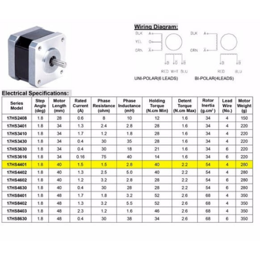 17HS4401 Nema17 Step Motor 2.5A