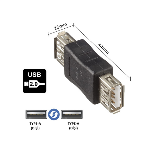 USB 2.0 Type-A Dışı to USB 2.0 Type-A Dışı Çevirici Adaptör
